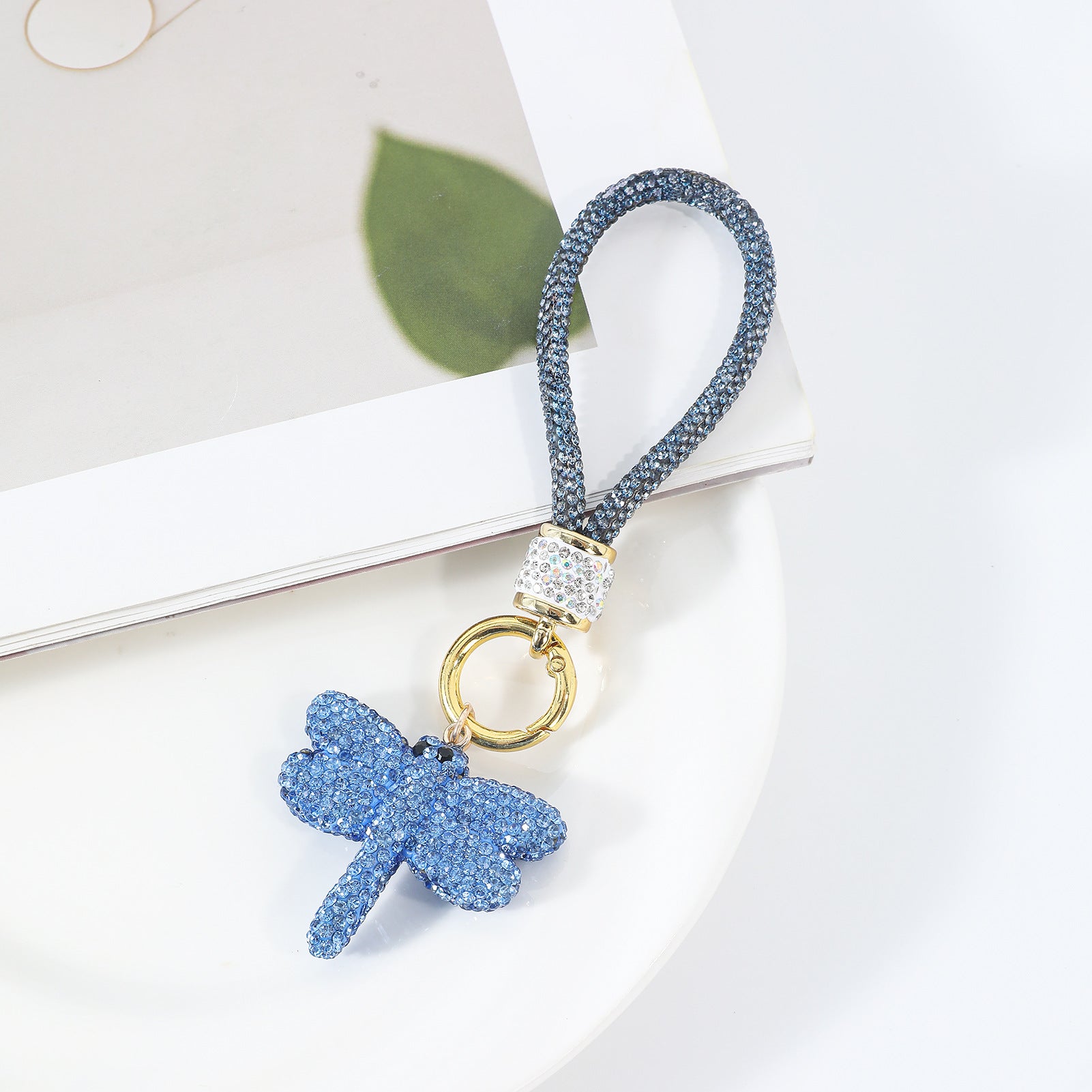 Wholesale ceramic rhinestone-encrusted keychain