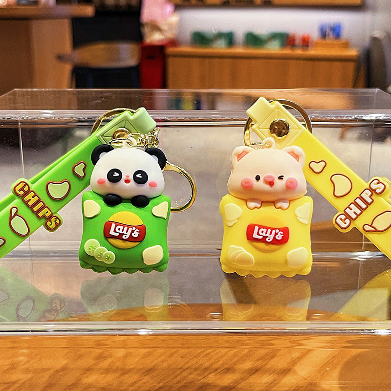 Wholesale Cartoon Pig Panda PVC Soft Glue Keychain ACCVIP-KC-HangLi001