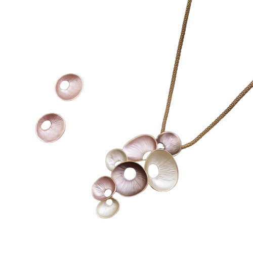 Wholesale  Enamel Hollow Round Petal Earrings Necklace