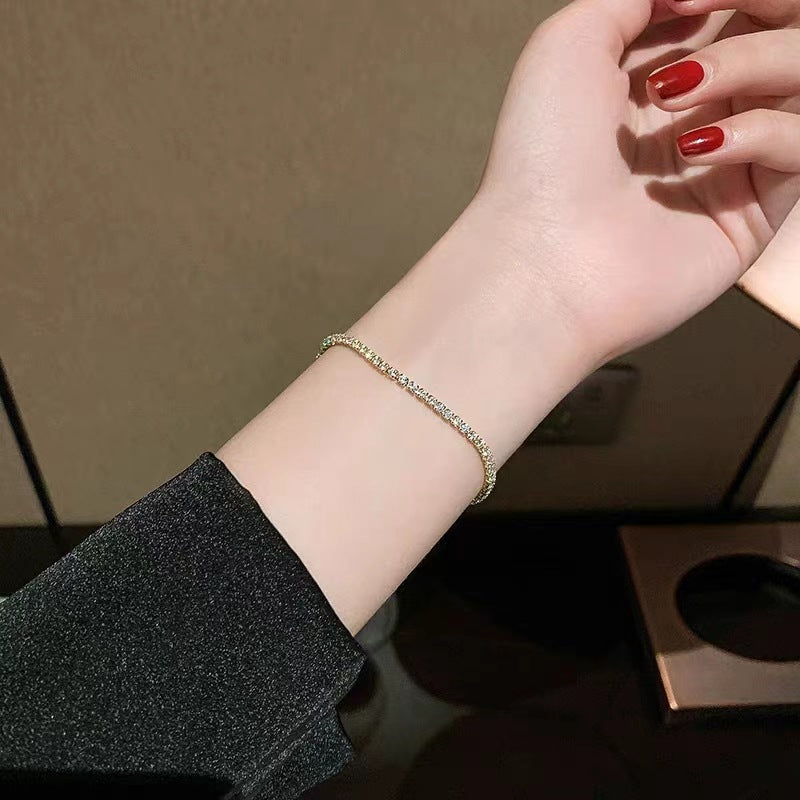 Wholesale S925 Silver Zircon Bracelet Women Geometric Row Design Fashion Accessory Boutique Resale Gift