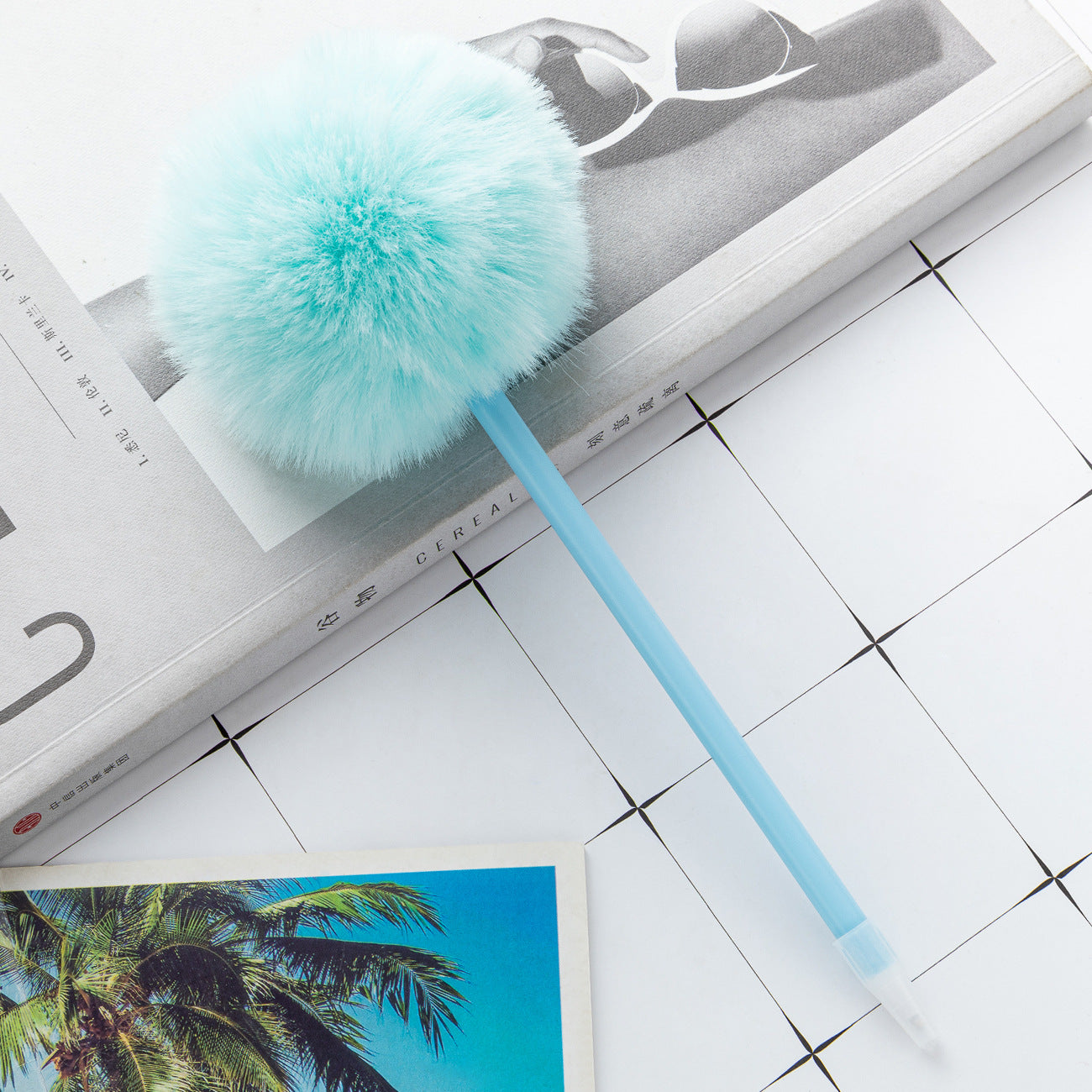 Wholesale Creative Plastic Hair Ball Pen Cartoon Cute ACC-PN-HuaHao009