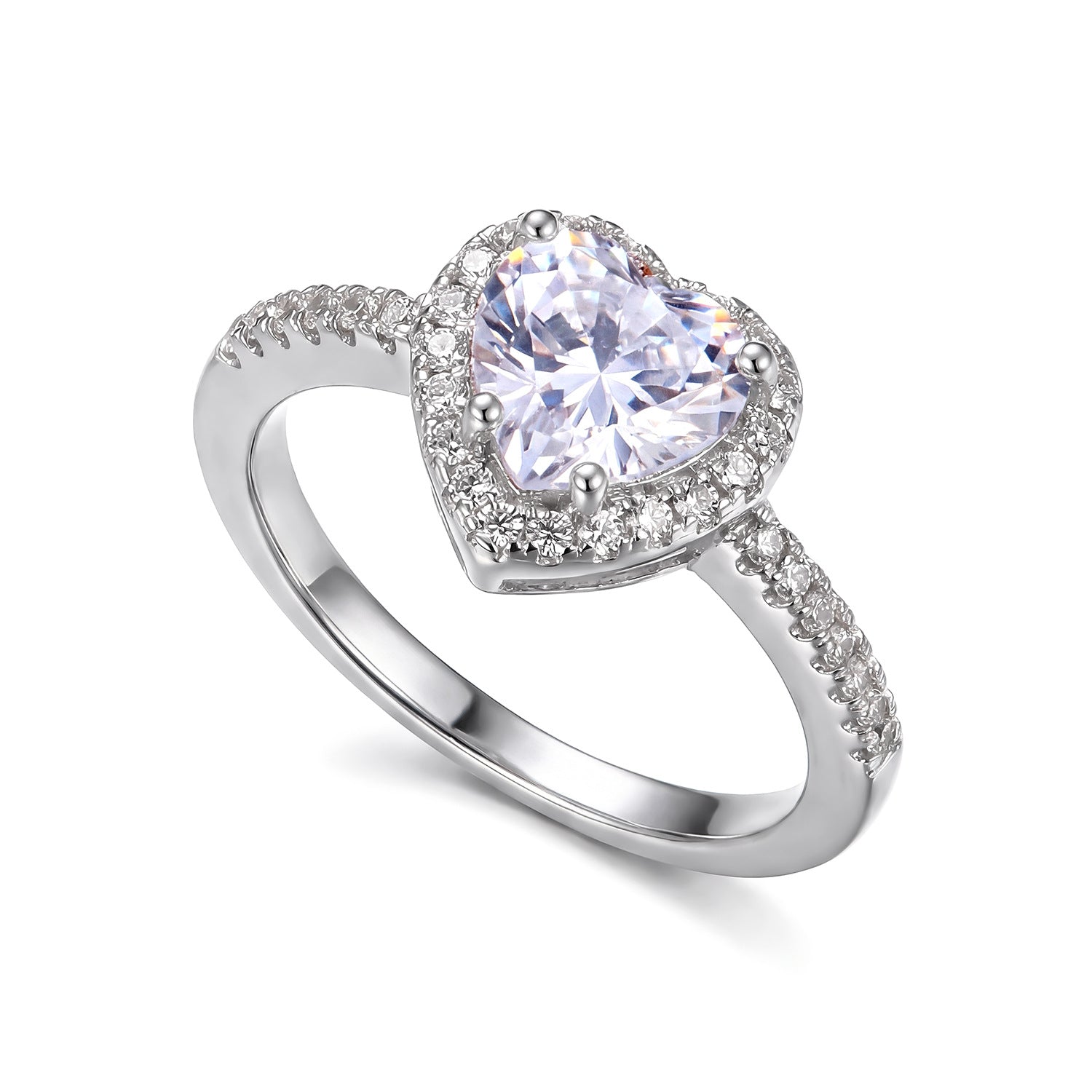 Wholesale Three In One Heart Shaped Copper Zircon Ring Trendy Everyday Jewelry Accessory