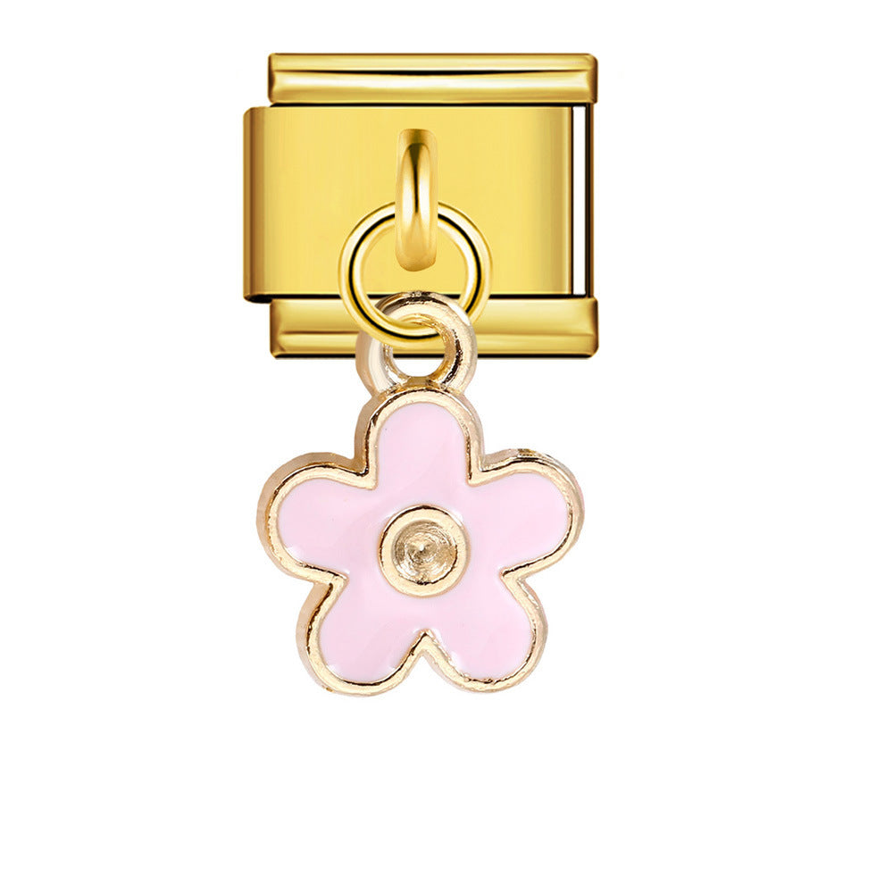 Wholesale Italian Charm Bracelet 9mm DIY Flower pendant Creative Stainless Steel Composable Bracelet