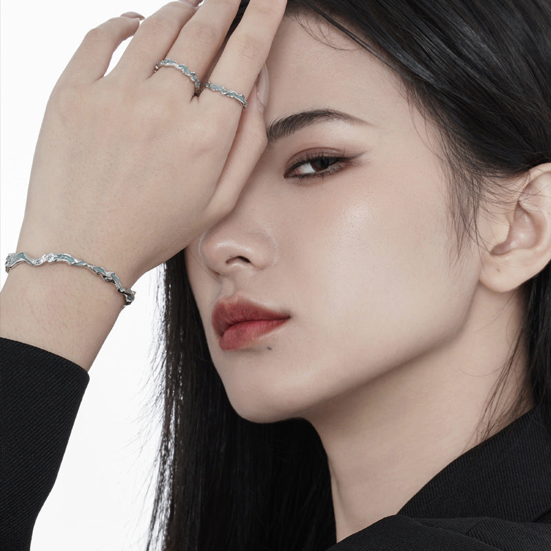 Wholesale Mint Blue  S925 Sterling Silver Ice Lake Series Light Ice Finger Ring