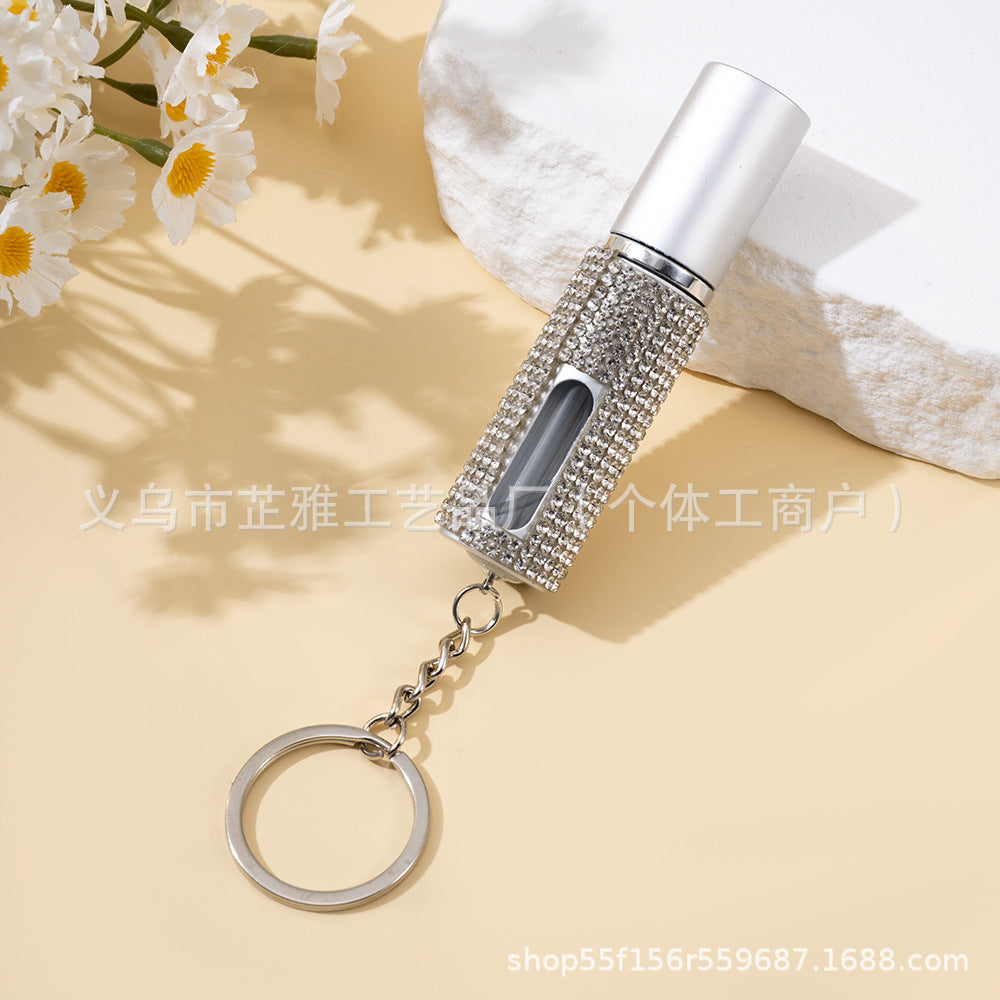 Wholesale 5ml Diamond-encrusted Girl' s Perfume Bottling Keychain Small Portable Keychains Accessories