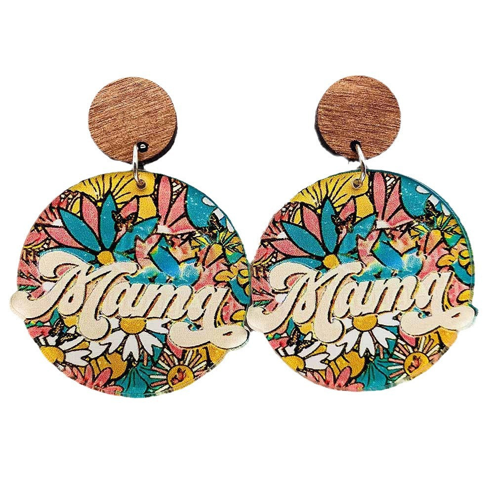 Wholesale Leopard Print Letter leather Earrings