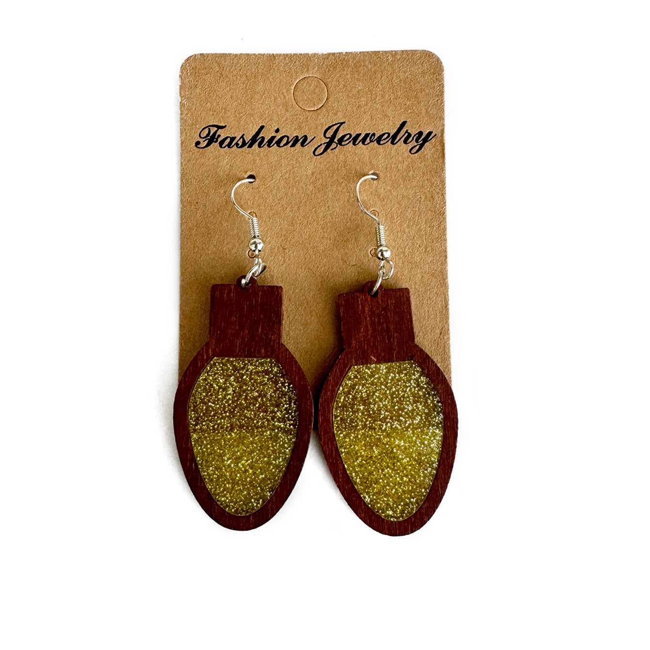Wholesale Fashion Christmas Acrylic Earrings Geometric Wood Inlay With Shiny Multicolor Accents Women S Party Jewelry Accessory