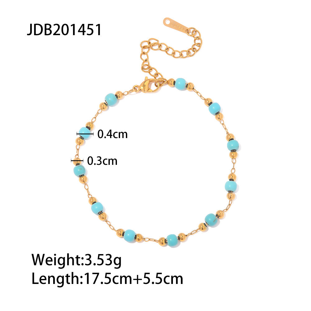 Wholesale 18K Gold Plated Bracelet Stainless Steel Bracelets Turquoise Bracelet ACC-BT-JD002