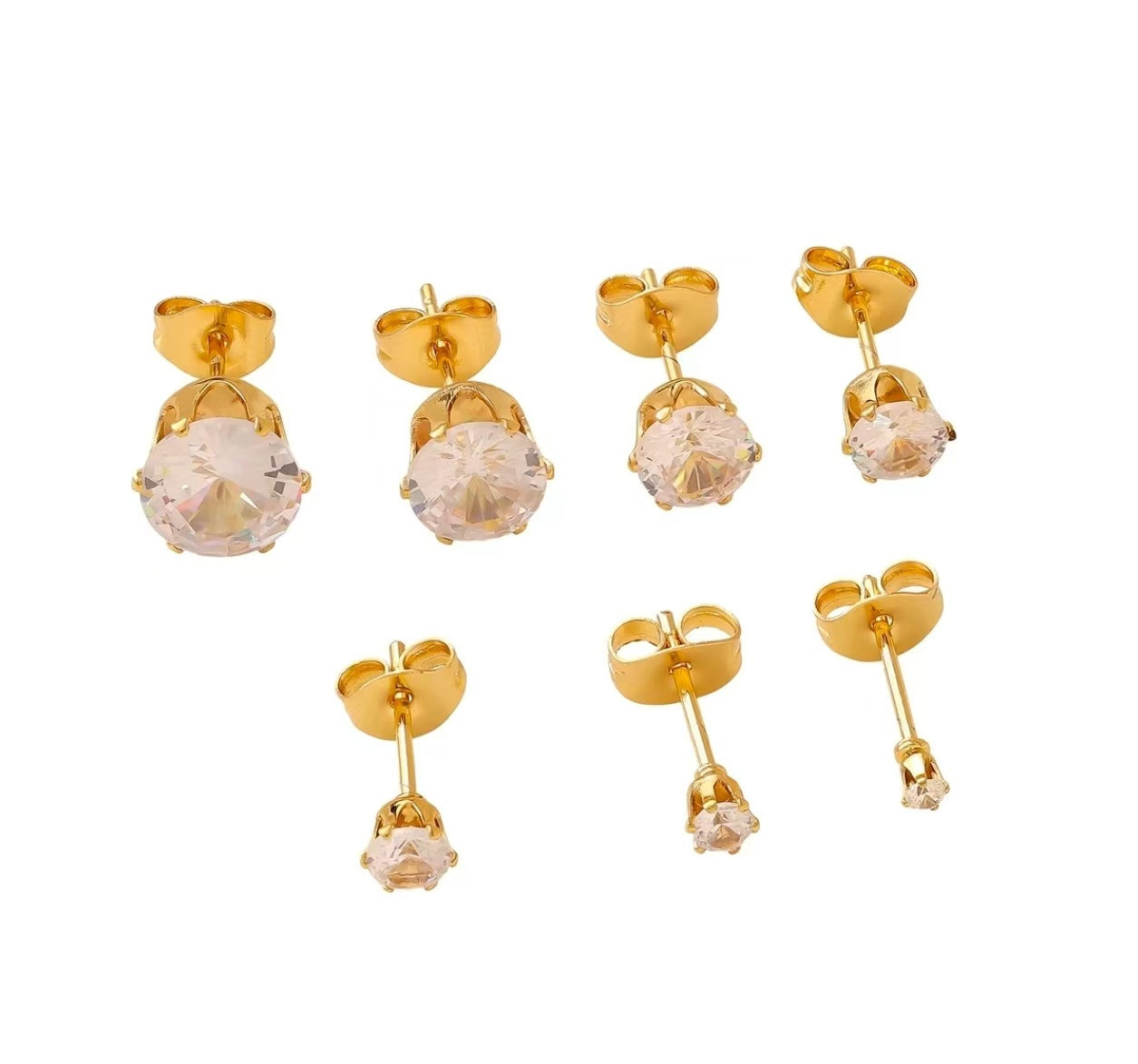 Wholesale 5pcs 2-8mm stainless steel stud earrings