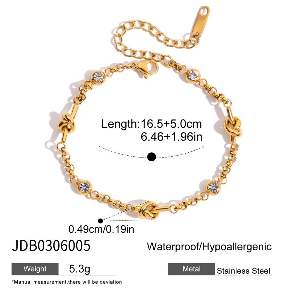 Wholesale 18K Stainless Steel Flower Bracelet with Diamonds