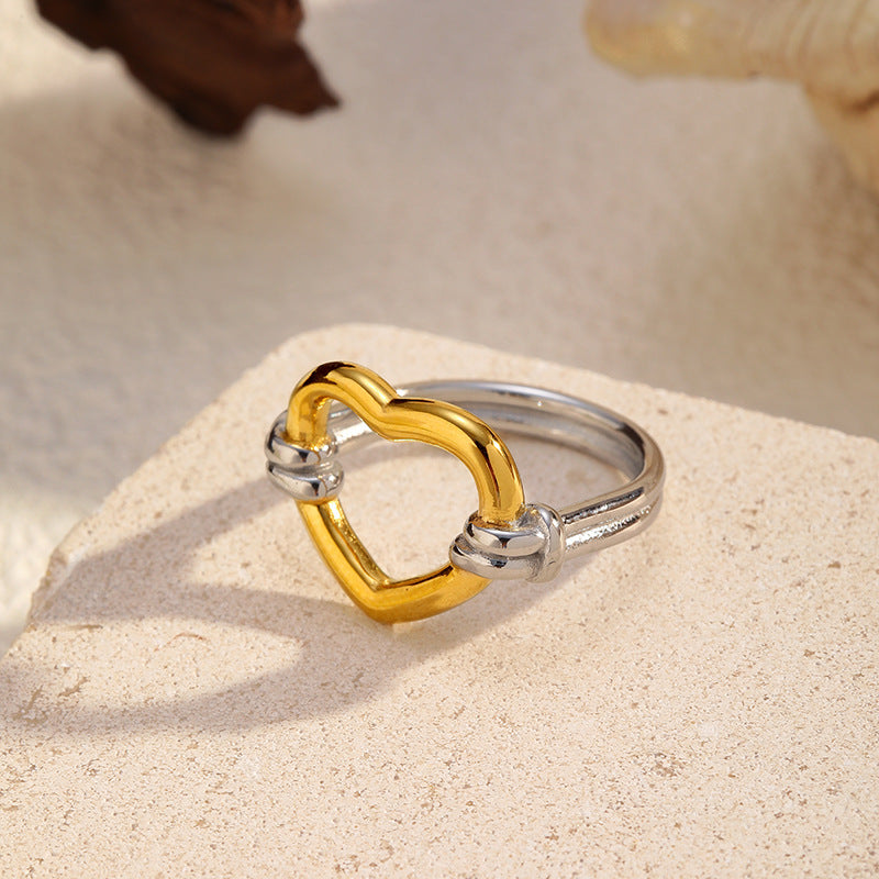 Wholesale  Double-Band Knotted Heart Stainless Steel Ring