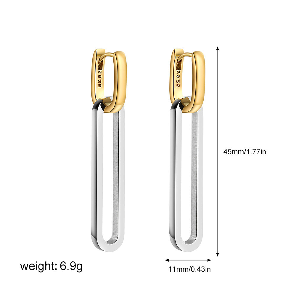 Wholesale  Stainless Steel 18K Gold and Silver Double Color Earrings