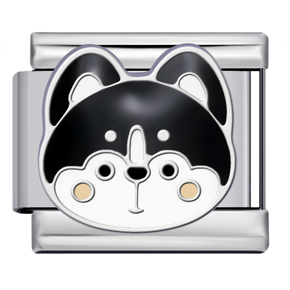 Wholesale 5pcs Italian Charm Bracelet 9mm DIY Splicing Cute Cartoon Dog Stainless Steel Composable Bracelet