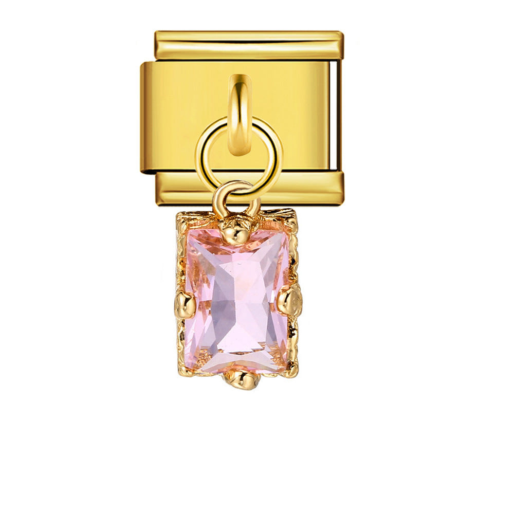 Wholesale  Italian Charm Bracelet 9mm DIY Pearl and Gemstone Hook Pendant Creative Stainless Steel Composable Bracelet