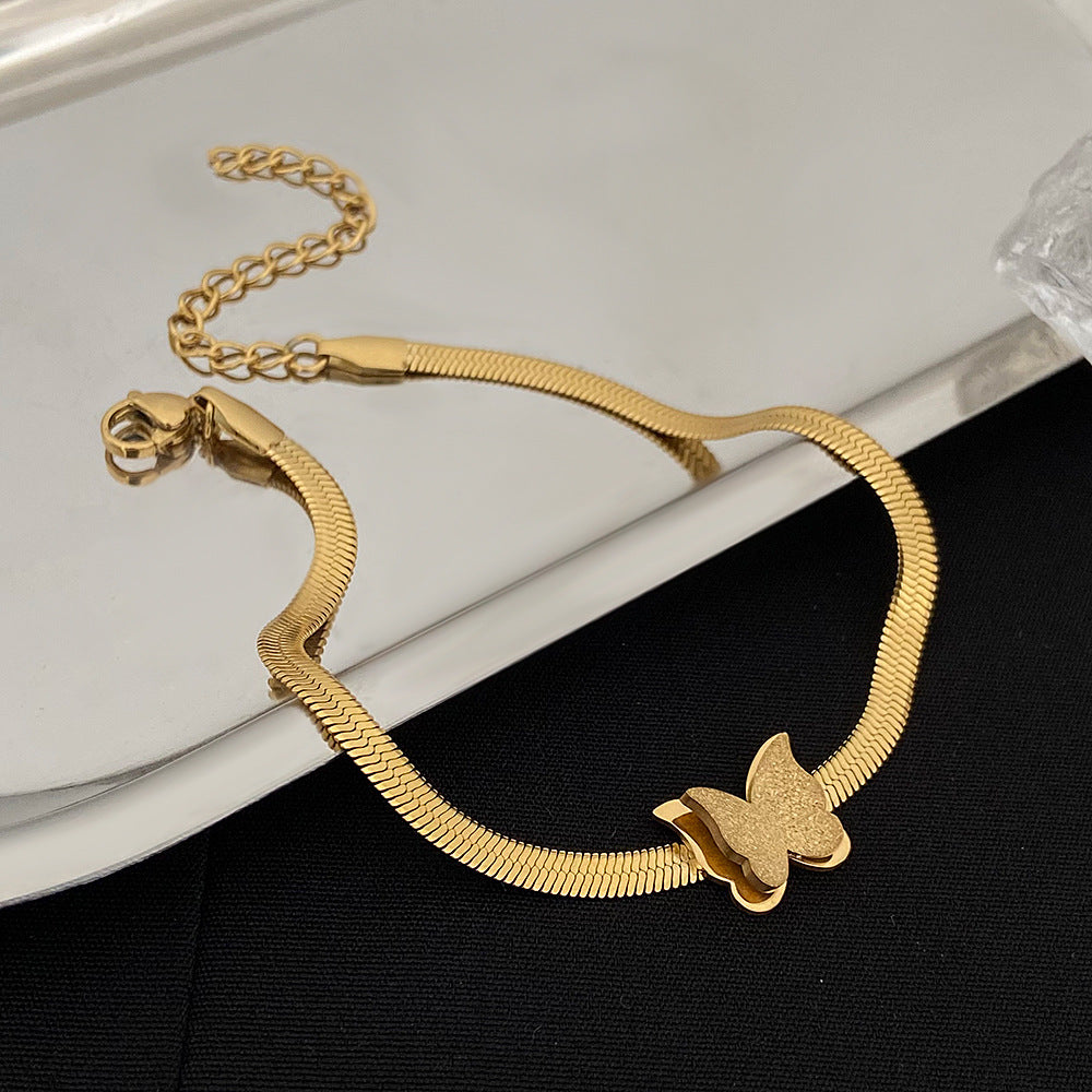 Wholesale Titanium Steel  popular butterfly ring double-layer opening ring