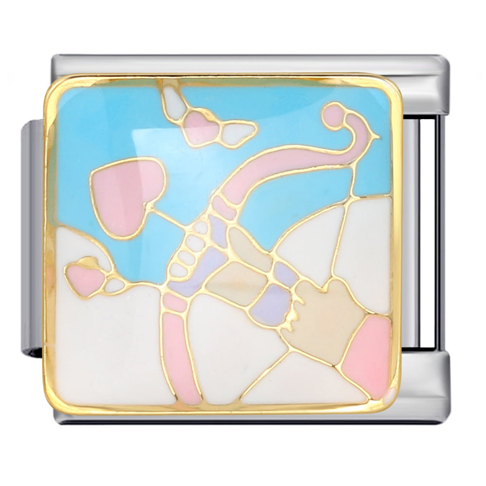 Wholesale Italian Charm Bracelet 9mm DIY Splicing Removable Oil Drop Cartoon Series Stainless Steel Composable Bracelet