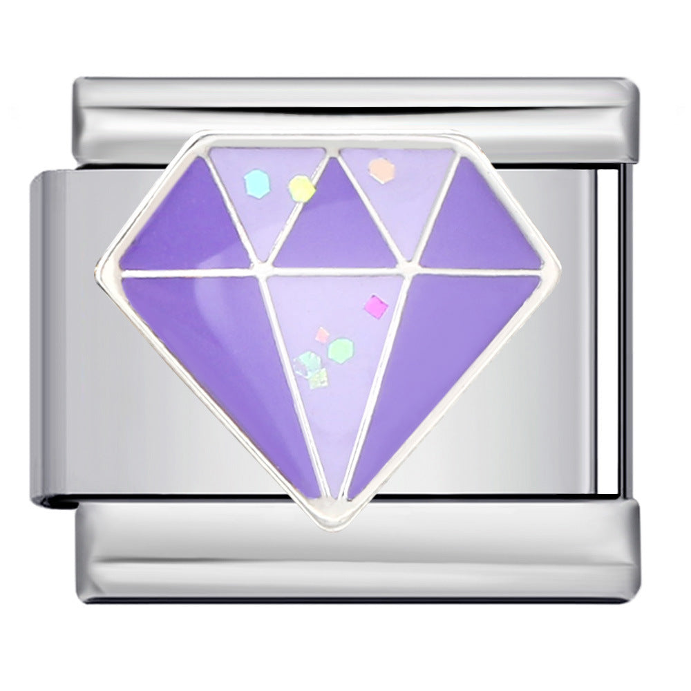 Wholesale Italian Charm Bracelet 9mm DIY Splicing Removable Purple Element Stainless Steel Composable Bracelet