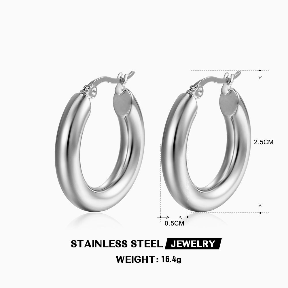 Wholesale Geometric Stainless Steel Earrings 18K Gold Plated Earrings Hoop Earrings ACC-ES-JiaLi004