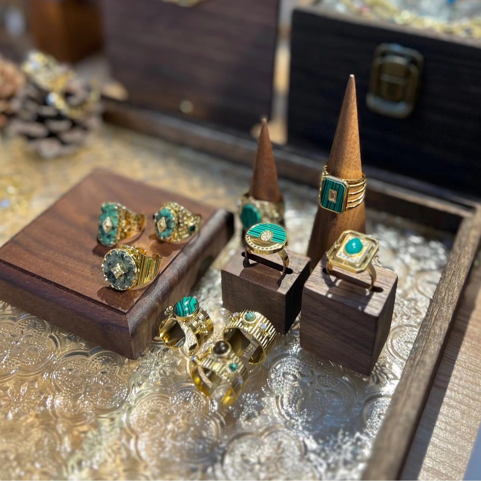 Wholesale  Natural Stone opening titanium steel ring