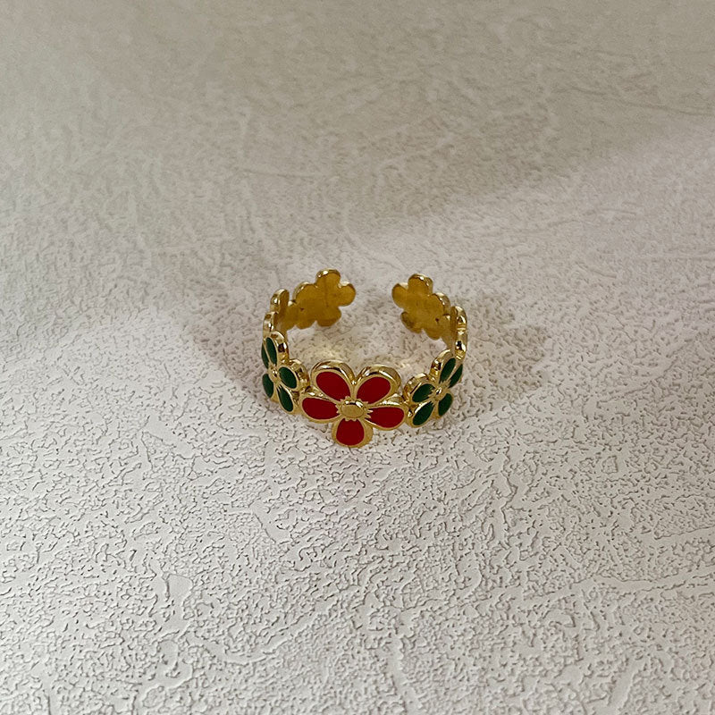 Wholesale color drop small flower opening ring