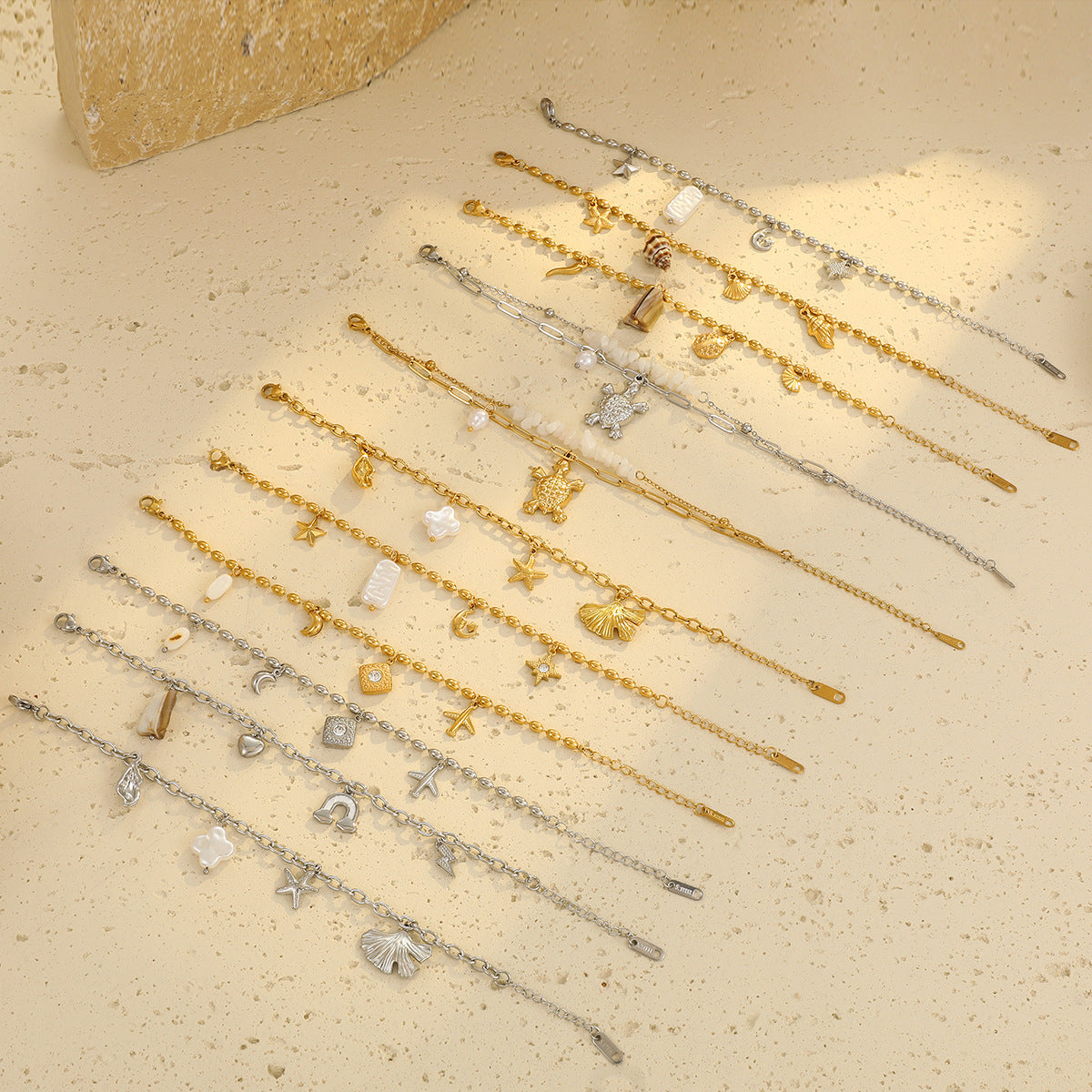 Wholesale Beaded Marine Style Bracelet Stainless Steel Stacked Bracelet