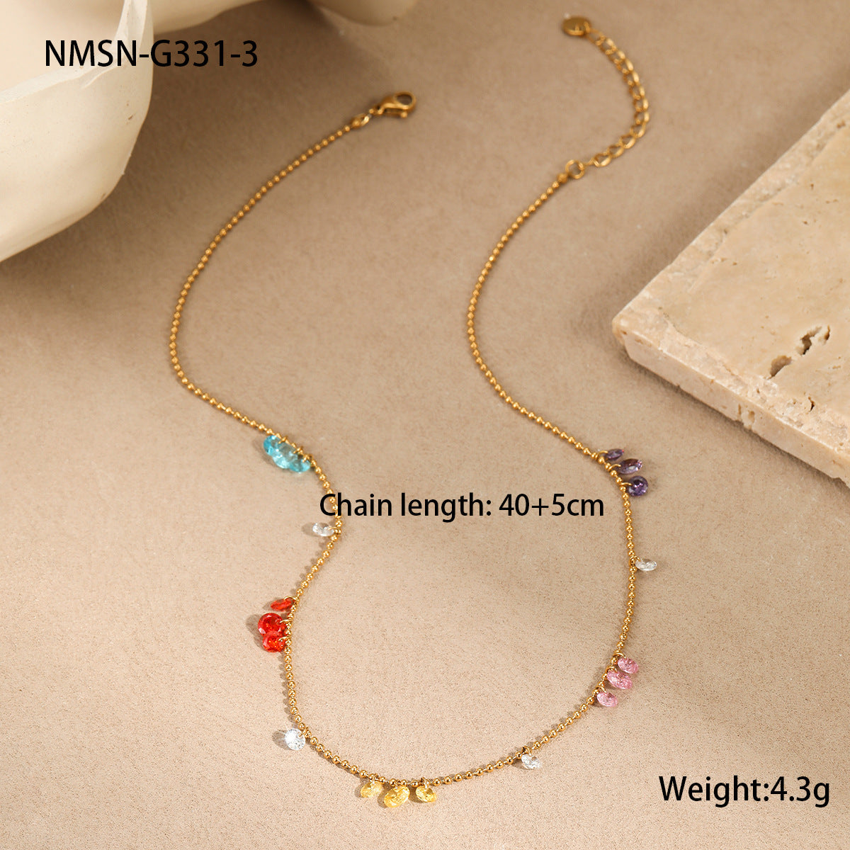 Großhandel Farbe Zirkon Serie Edelstahl Halskette Armband