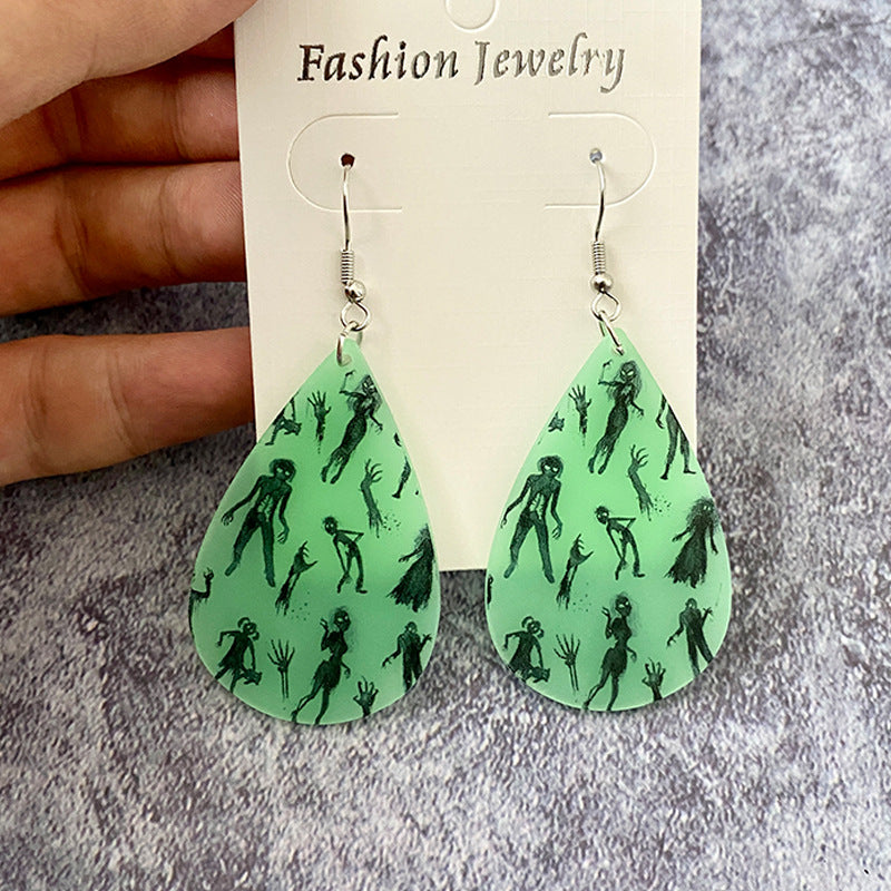 Wholesale Halloween Glow in The Dark Devil Acrylic Luminous Earrings ACC-ES-XinChuan045