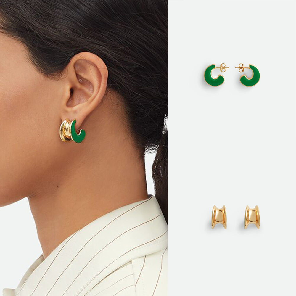 Wholesale Stainless Steel 18K Gold C- shaped Earrings