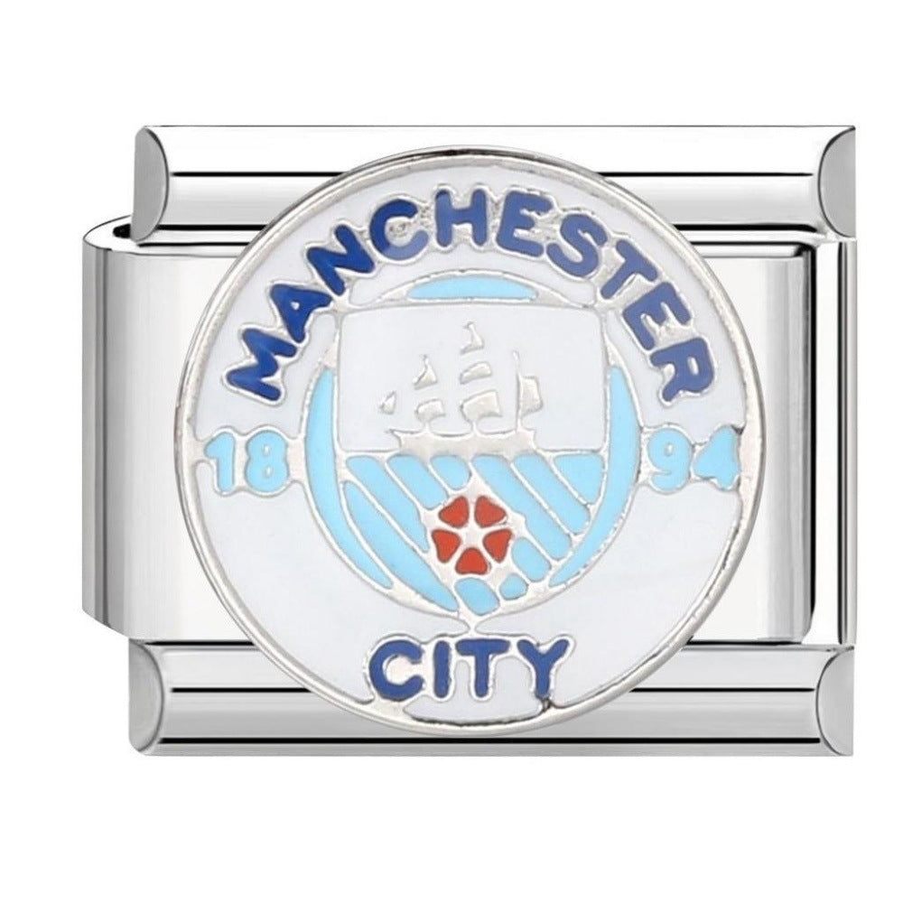 Wholesale Titanium Steel DIY Italian Charm Bracelet With Football Club Pattern Modular Accessory For Gift And Resale
