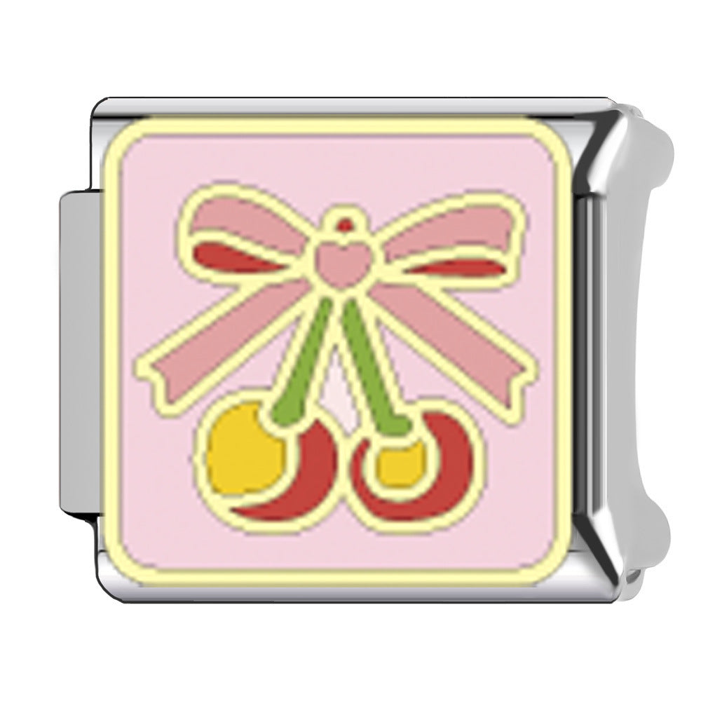 Wholesale  Italian Charm Bracelet 9mm DIY  fruit cherry Creative Stainless Steel Composable Bracelet