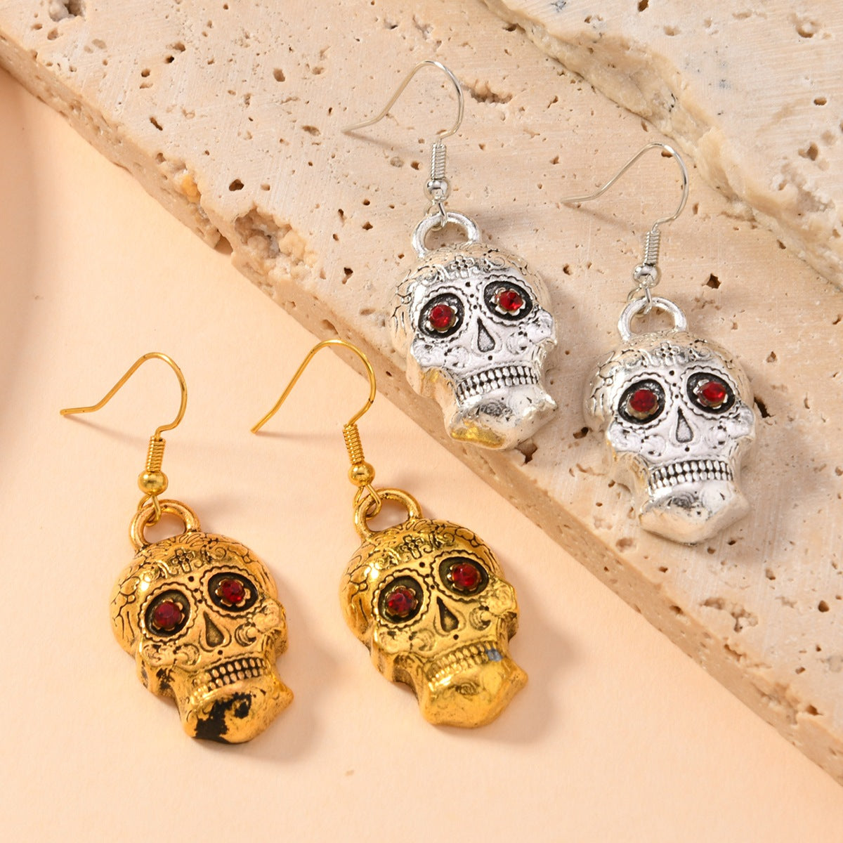 Wholesale Retro Alloy Sugar Skull Earrings Day of the Dead Jewelry Accessory