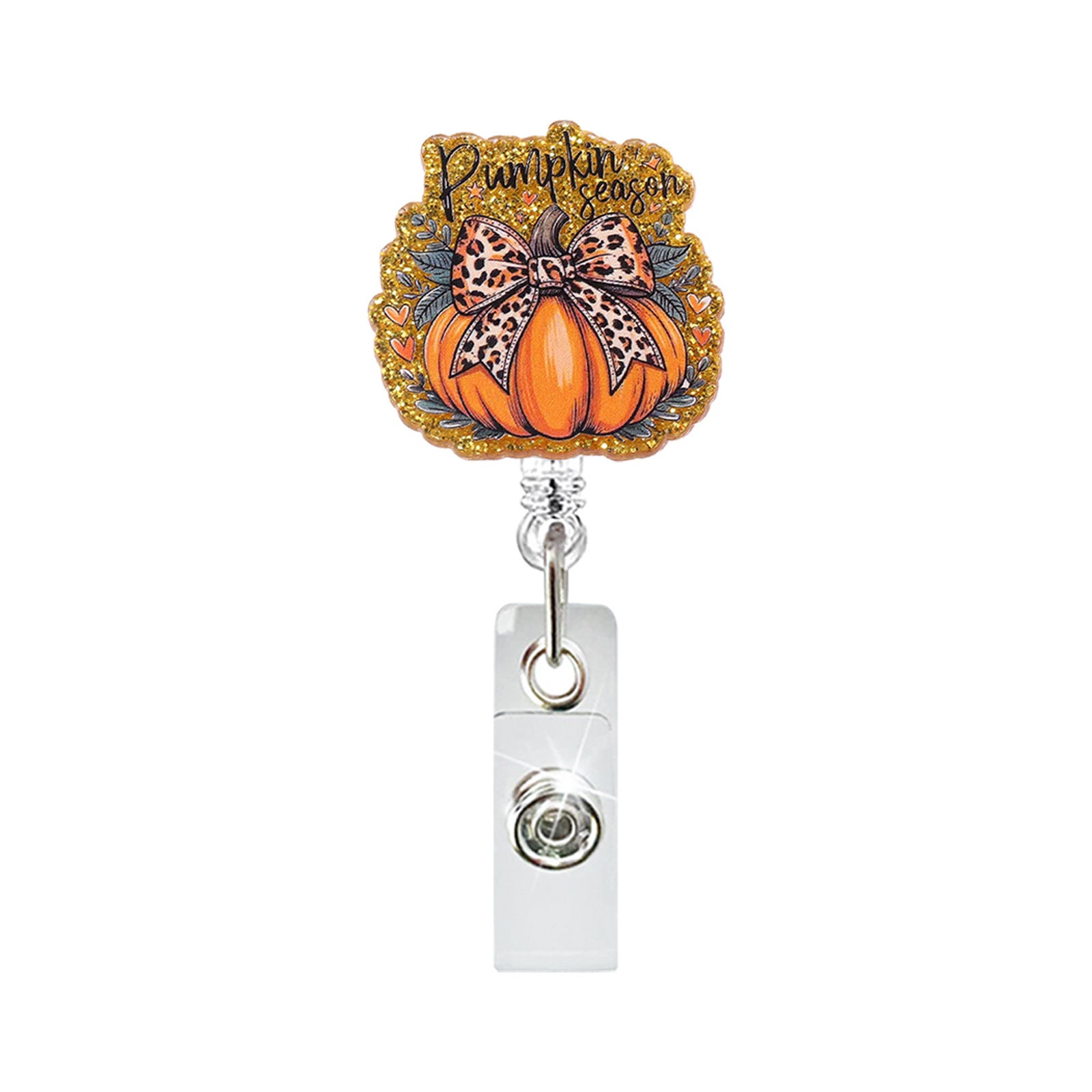 Wholesale Acrylic Red Leaf Thanksgiving Turkey Rotating Alligator Clip Badge