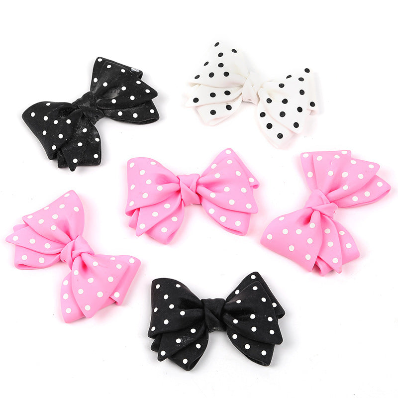 Wholesale 25PCS Large Polka Dot Bow Straight Hole Beads DIY Resin Accessories Beading Material ACC-BDS-BLG045