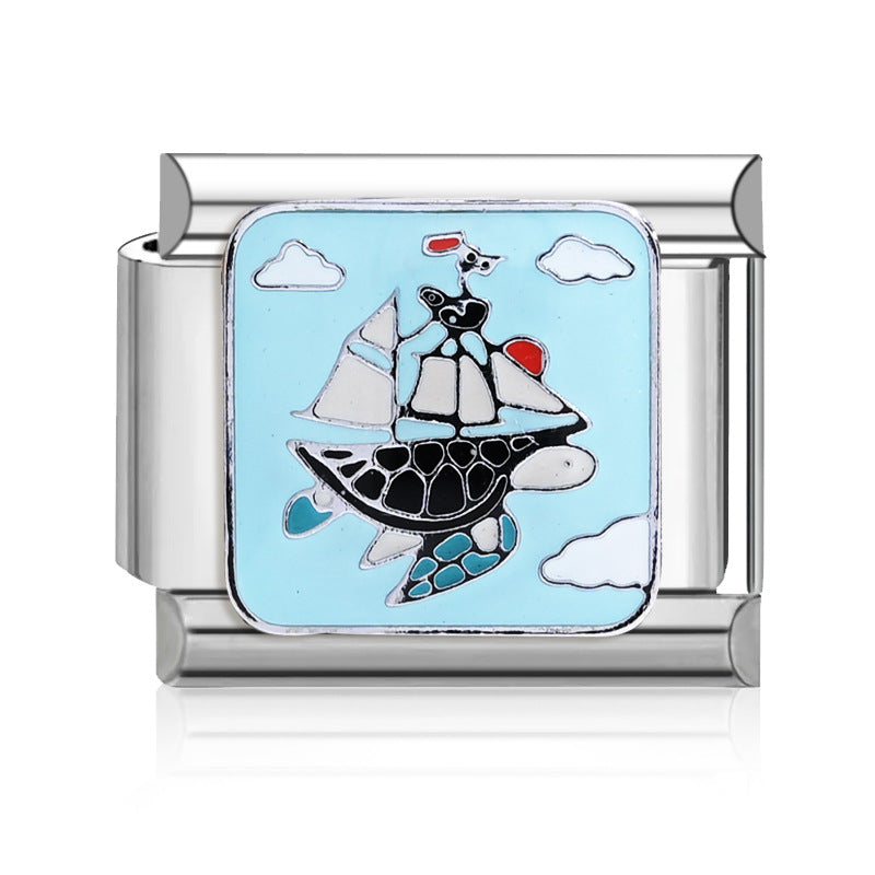 Wholesale  9mm Italian Charm Starter Bracelets DIY square Single Section Creative Stainless Steel Composable Bracelet