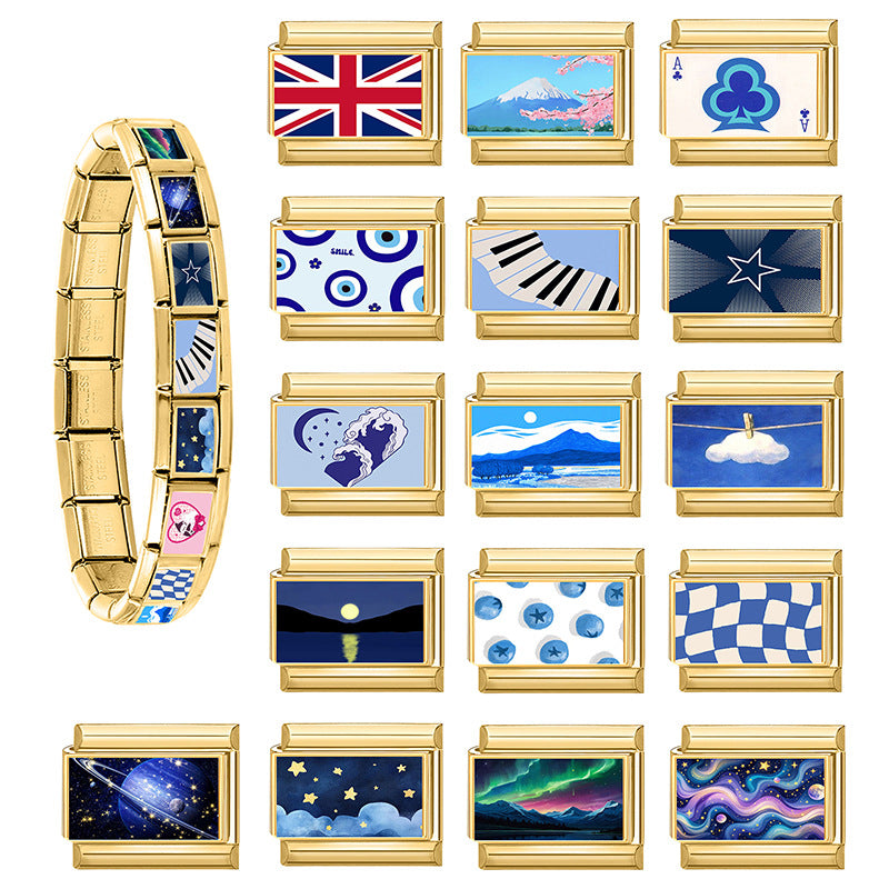 Wholesale Italian Style Blue DIY Modular Bracelet Fashion Accessory for Party Gift