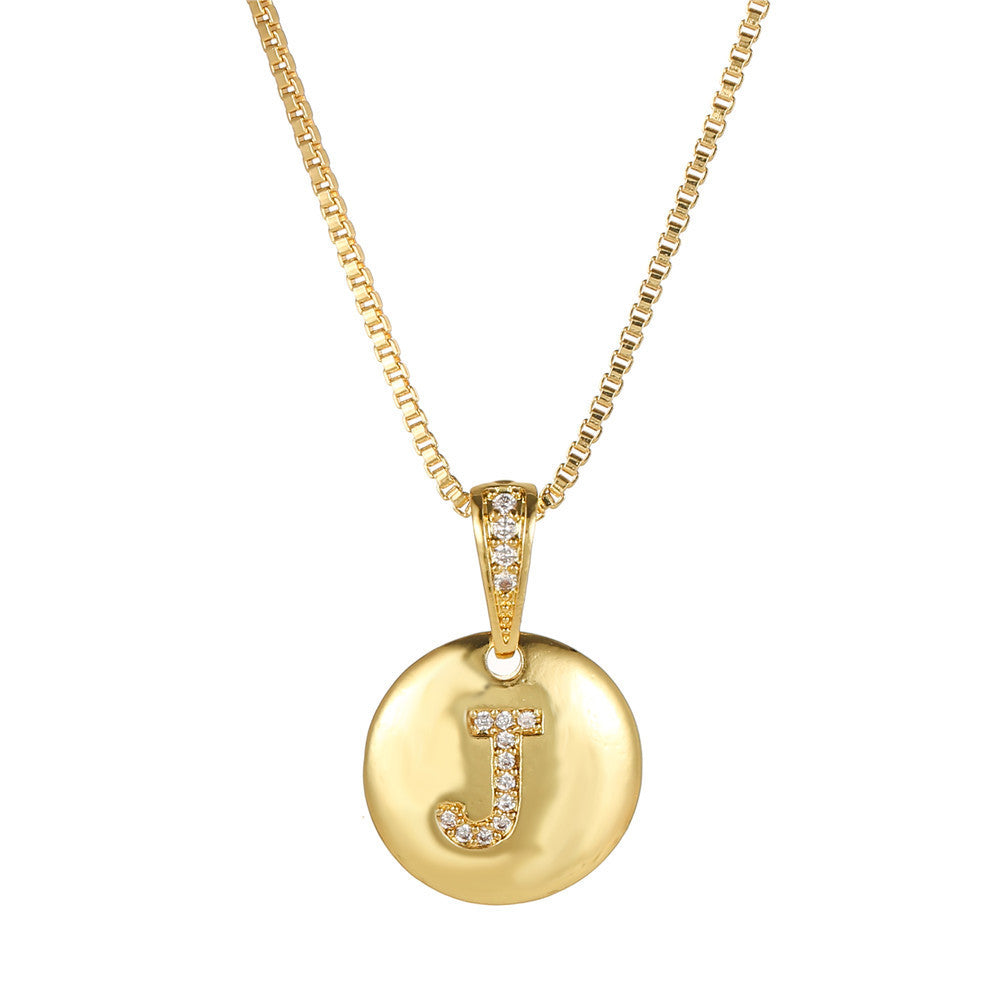 Wholesale Copper Inlaid Zircon 26 English Letter Necklaces ACC-NE-ZhuJi008