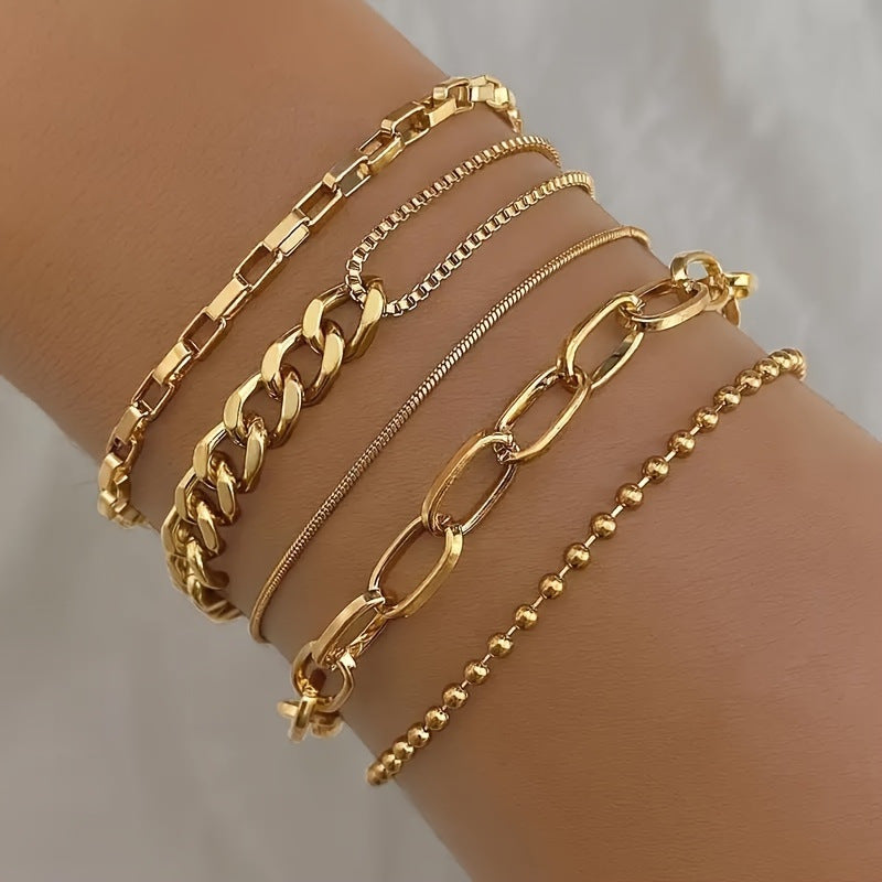 Wholesale 4 Piece Gold Tone Cuban Chain Bracelet Set Unisex Trendy Jewelry Accessory For Everyday Wear And Boutique Resale