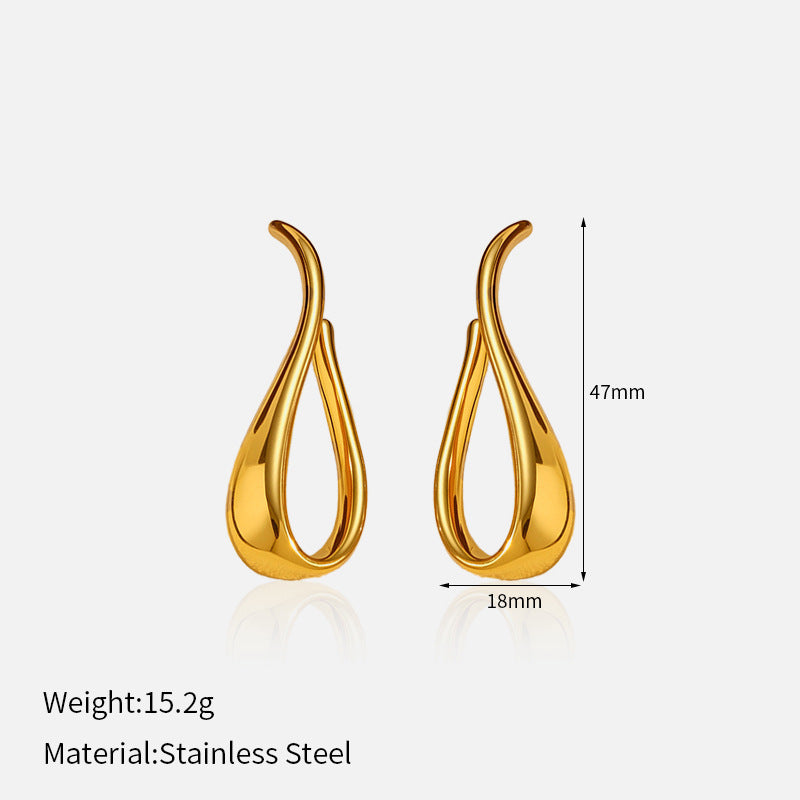 Wholesale Versatile Stainless Steel 18K Asymmetrical Geometric Earrings