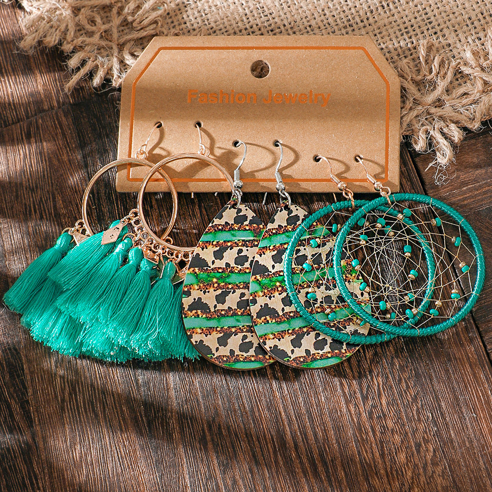 Wholesale Bohemian Colorful Tassel Earring Set Retro Ethnic Party Wear Fashion Accessory