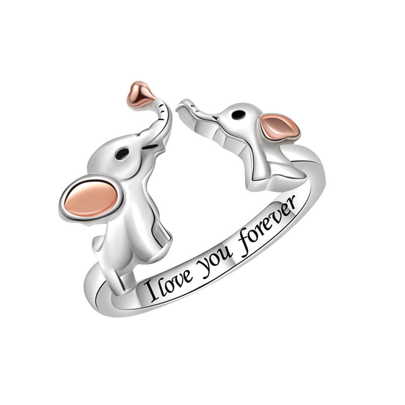 Wholesale Mother's Day Two Color Elephant Open Ring Adjustable Rings ACC-RS-YJY005