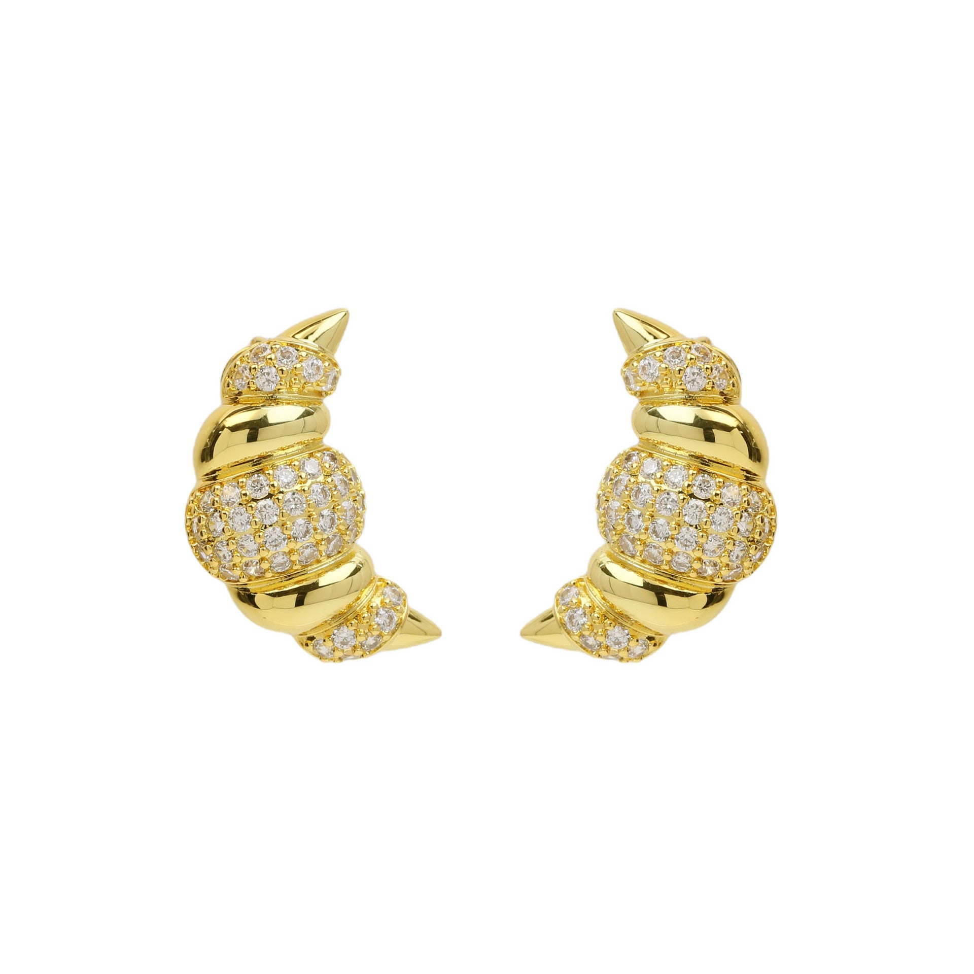 Wholesale 18K Gold Brass Zircon Croissant Croissant Superior Sense Earrings