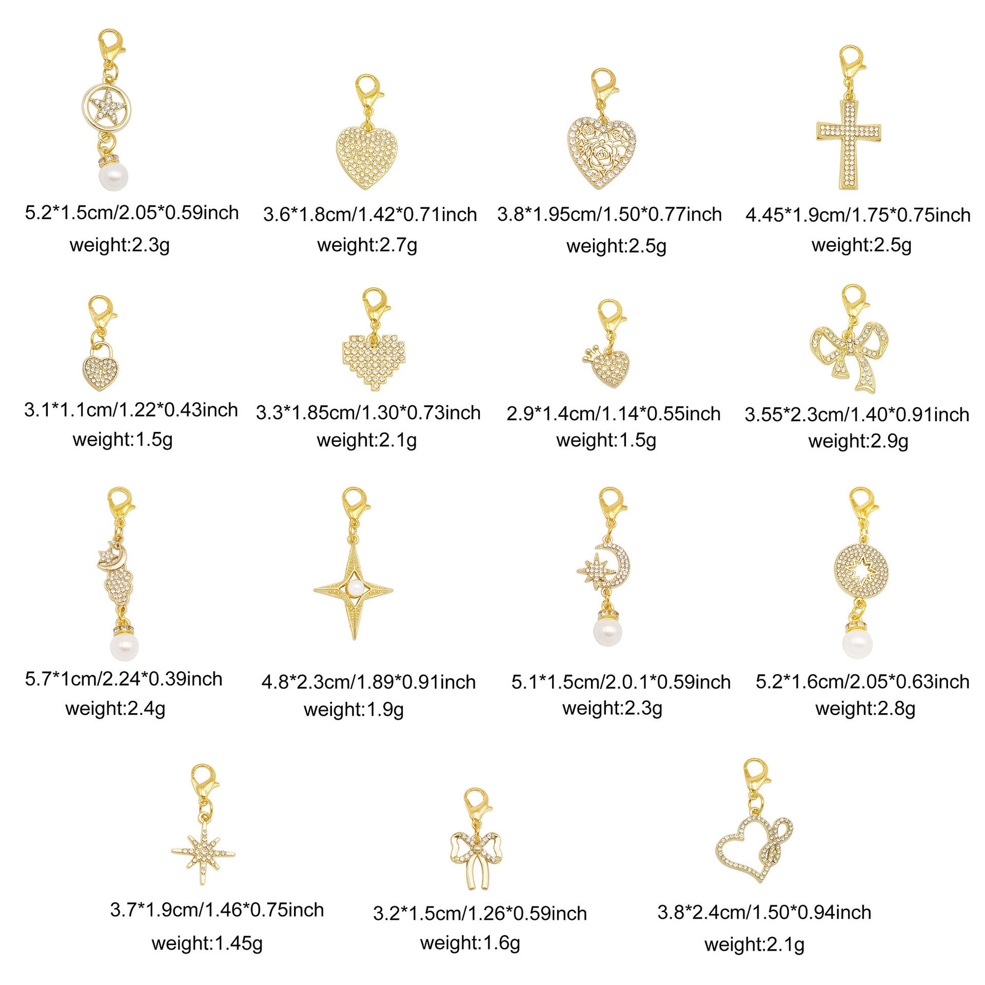 Wholesale Bowknot Heart-Shaped Zircon Diamond   Charms