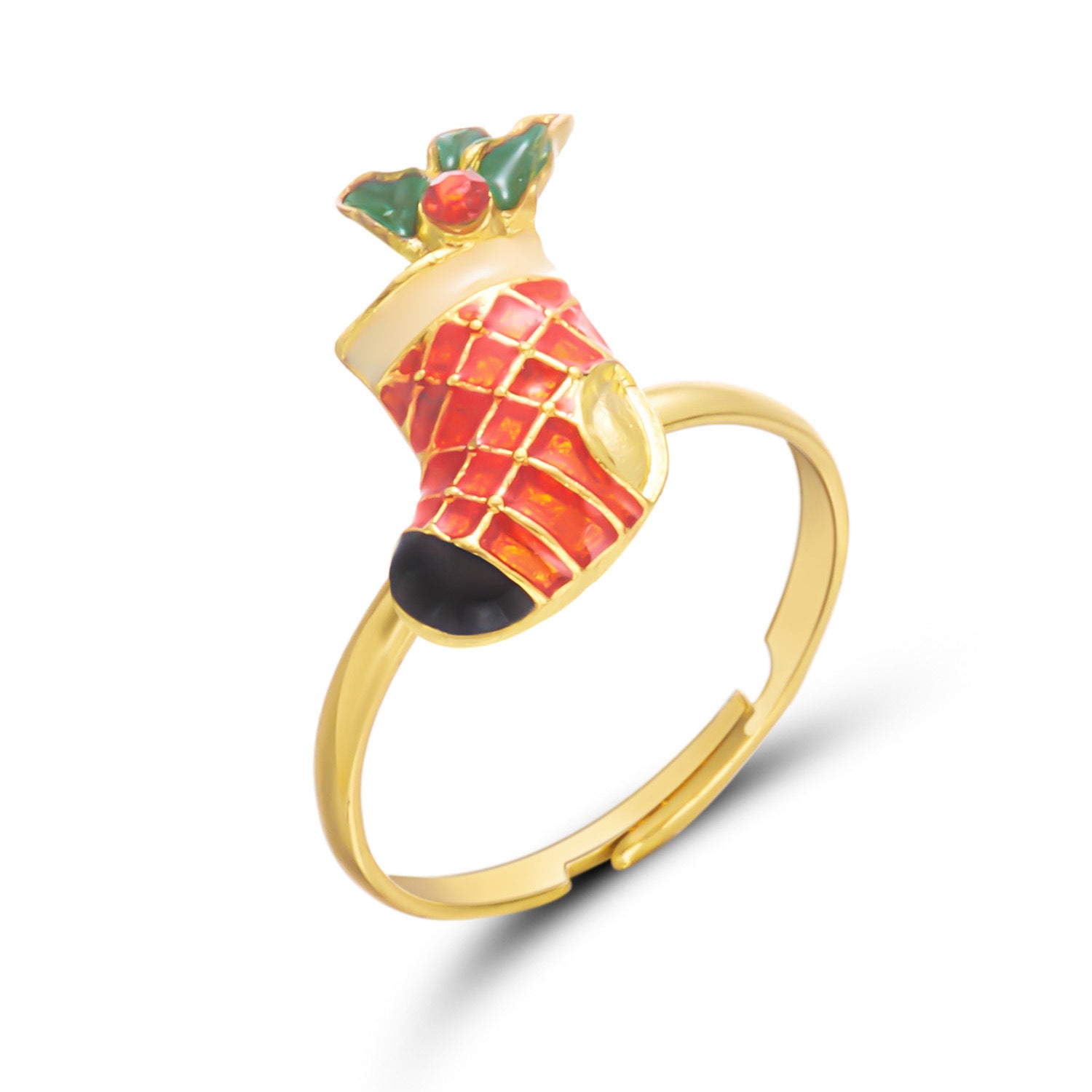 Wholesale Christmas tree  creative rhinestone painting oil ring