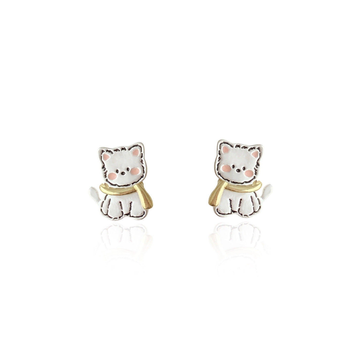 Wholesale Dripping Oil Apple Puppy Brushed Cat Earrings Silver Needle  Design Earrings