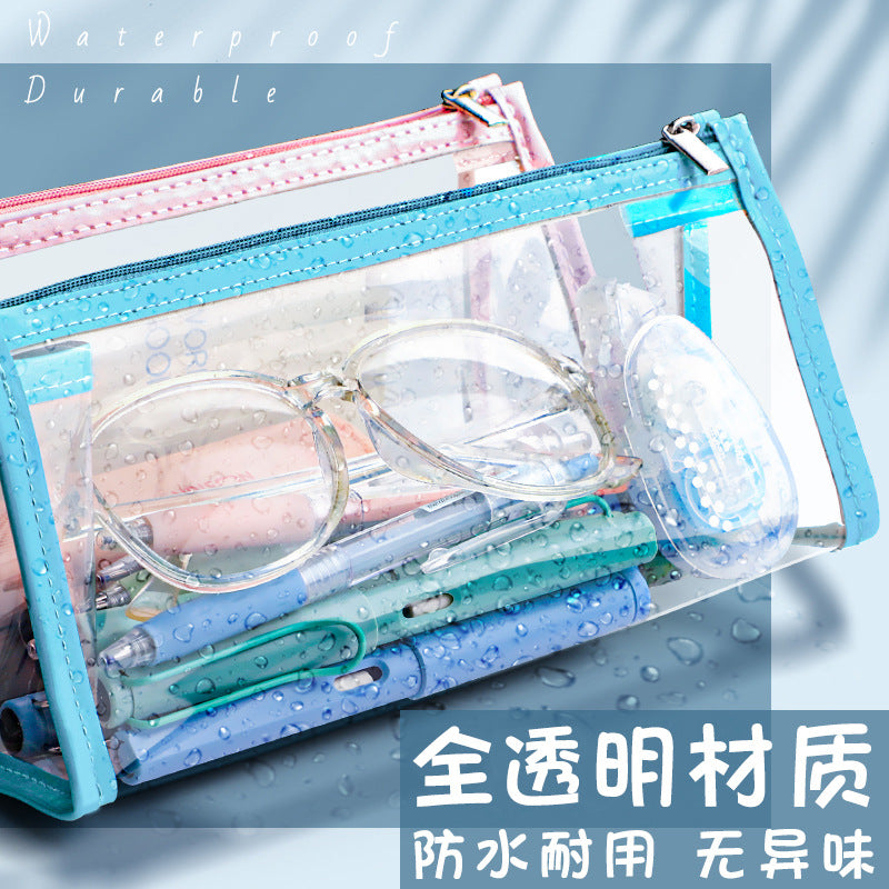 Wholesale Back to School transparent large capacity pencil case