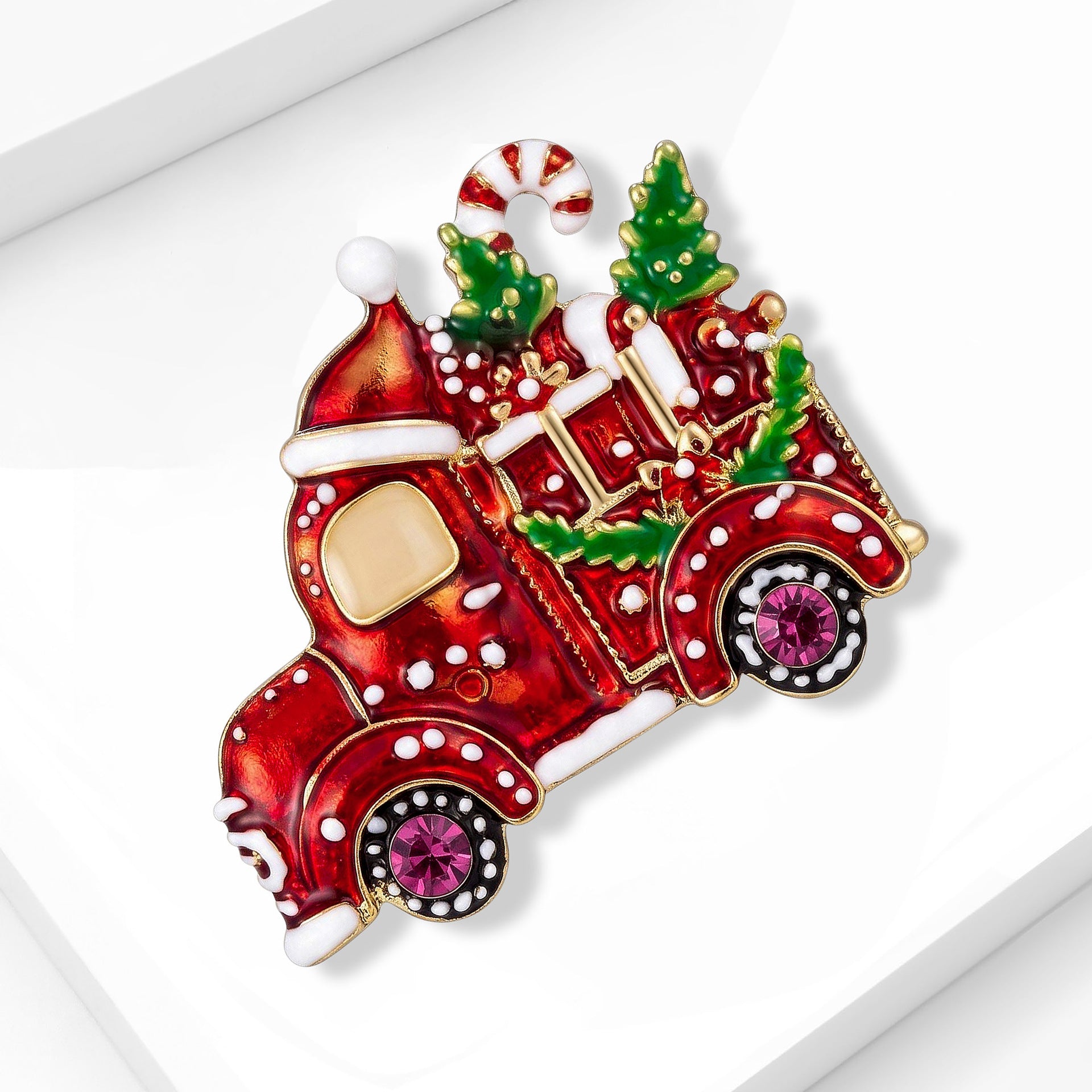 Wholesale Trendy Christmas Car Brooch Alloy Enamel Drip Women S Holiday Fashion Accessory