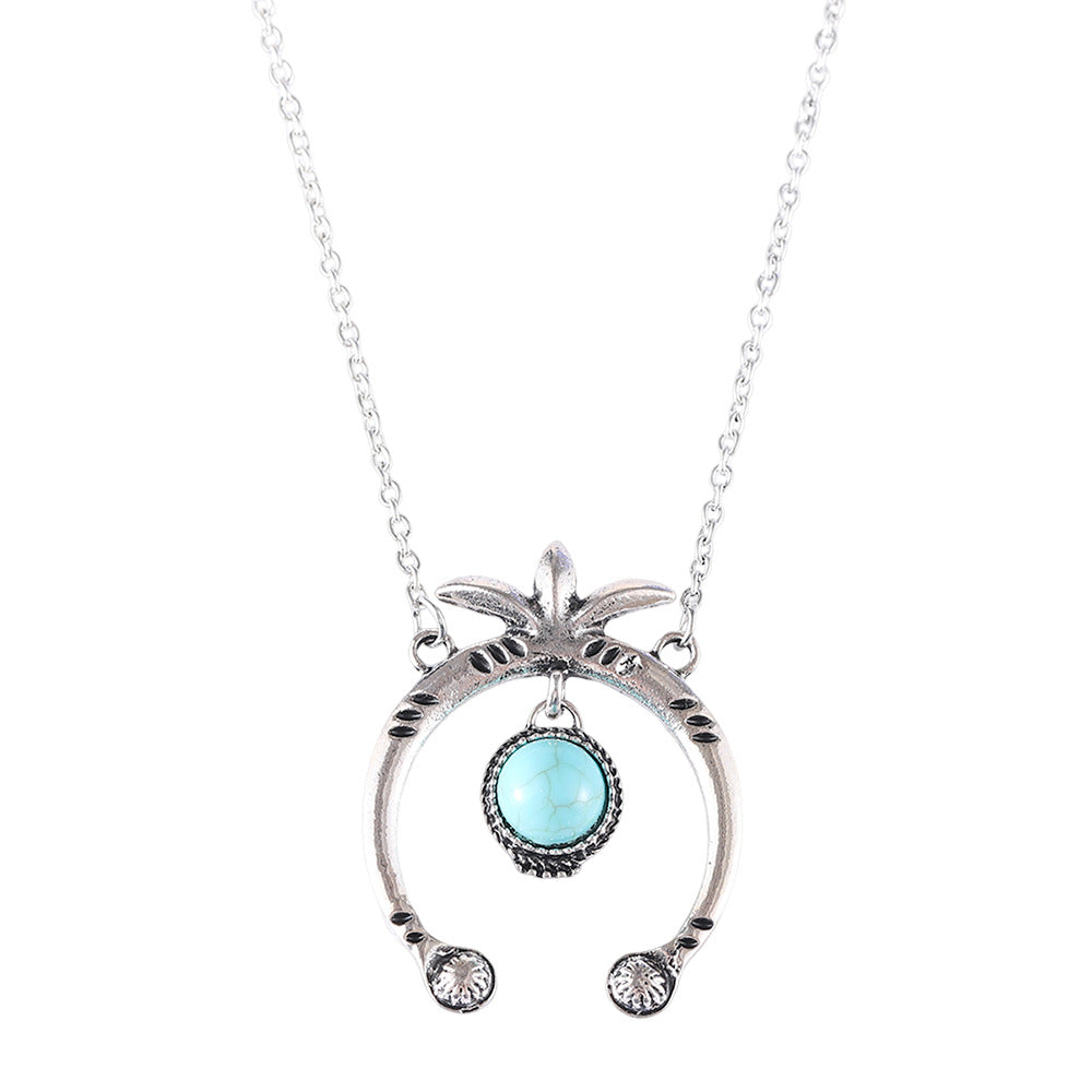 Wholesale alloy  turquoise pendant Bohemian niche necklace