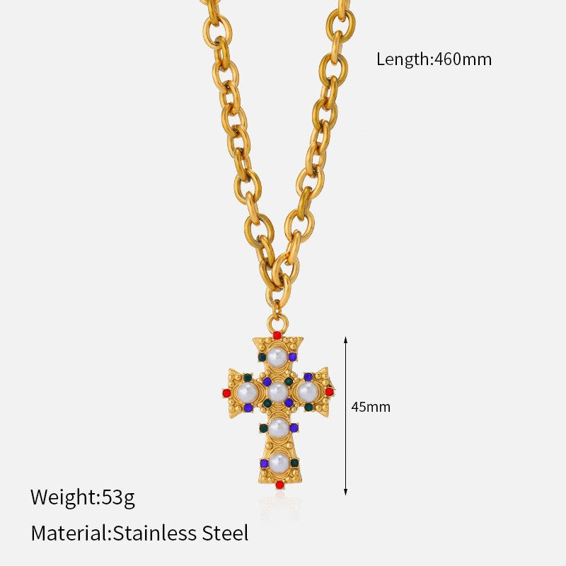 Wholesale Stainless Steel Cross Necklace Retro Necklace