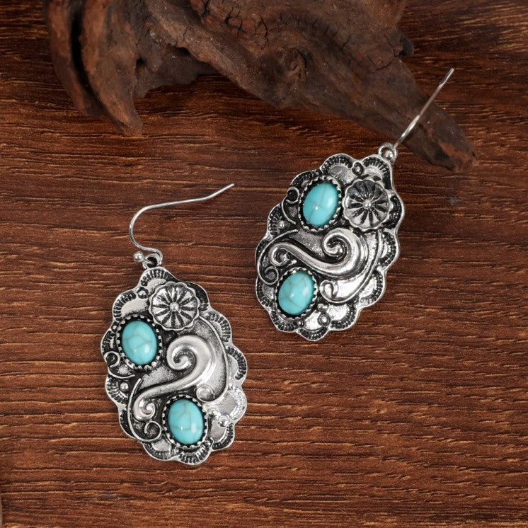 Wholesale Bohemian Vintage Ethnic Style Turquoise Earrings ACC-ES-JunJie003