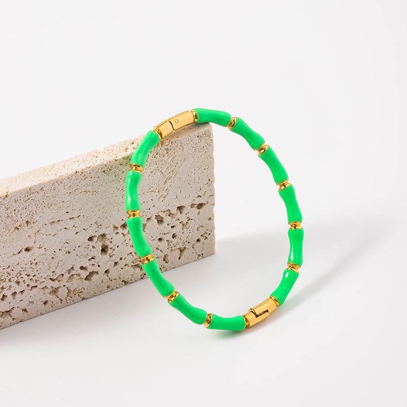 Wholesale Oil Drop Stainless Steel Multicolor Bamboo Bracelet ACC-BT-RuiX003